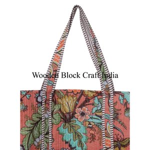 Bolsa de Compras Grande de Algodón Hecha a Mano con Estampado Tropical, Bolsa de Mano de Algodón, Regalos Económicos para Mujeres - Product Image 2