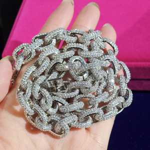 Cadena de Lujo de Plata de Ley 925 con Baño de Rodio de Alto Brillo, Estilo Gota, con Diamantes de Moissanita VVS, Unisex, para Uso Diario - Product Image 6