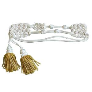 Marruecos de color plateado, las puntas de color dorado. Agujetas de Seda Blancas con Etiquetas Plateadas, Cordón de Macramé Recubierto, Acabado para Prendas - Product Image 2