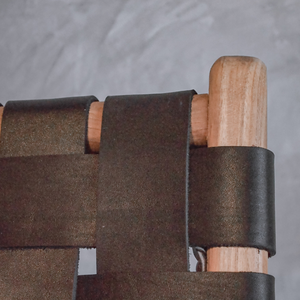 Chaise longue en bois de teck en cuir véritable tissé, vente chaude, mobilier de jardin - Product Image 2