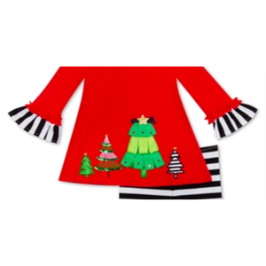 Set Festivo per Bambina Taglia 5 Rosso Casual 2 Pezzi con Top e Leggings a Righe Edizione Rara Logo Personalizzato - Product Image 2