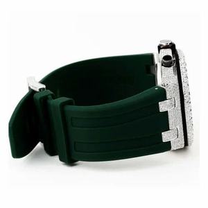 Reloj de Pulsera Cronógrafo Unisex de Lujo, Acero Inoxidable, Movimiento Automático Japonés, con Incrustaciones de Diamantes Moissanite VVS, Correa de Goma Verde - Product Image 4