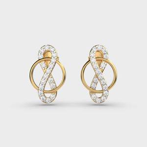 Boucles d'oreilles clous infini en or jaune/blanc/rose 18 carats avec diamants pour femme |   Design floral de luxe |   Fabricant de bijoux OEM/ODM - Product Image 5