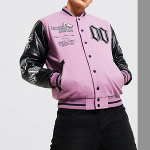 Veste de baseball sur mesure de haute qualité en gros, veste de baseball en laine d'hiver avec manches en cuir, veste de baseball universitaire pour hommes - Product Image 3