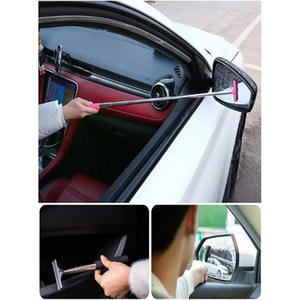 Telescopic 1m <b>Extendable</b> Car Side Mirror Wiper Squeegee <b>Cleaning</b> Tool - Product Image 2