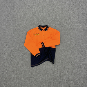 Polo Homme Haute Visibilité Personnalisé à Manches Longues avec Bandes Réfléchissantes Bicolores en Polyester – Vêtement de Travail Industriel de Sécurité de Haute Qualité - Product Image 1