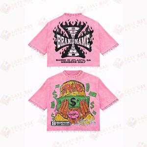 เสื้อยืดทรงบ็อกซี่ พิมพ์ลายดิสเทรสด้วยเทคนิค Acid Wash สำหรับผู้ชาย ผ้าฝ้าย 100% เนื้อหนา ประดับคริสตัล แขนสั้น - Product Image 4