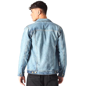 Men's Classic Blue <b>Denim</b> <b>Jacket</b> with Multi-Pocket Casual <b>Long</b> Sleeve Coat Fashionable Washed Technique for Winter Use - Product Image 3