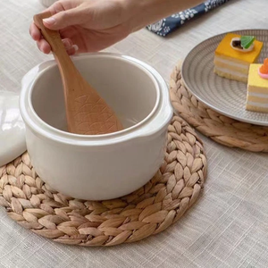 Napperons ronds en jacinthe d'eau tissés à la main tapis de fleurs tressées pour décoration de table et vaisselle de fête tapis et tampons de fleurs ronds élégants - Product Image 4