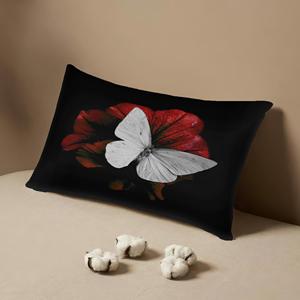 Coussin imprimé avec un papillon blanc sur une fleur rouge - Décoration de luxe moderne, 8"x16" - 20x40 cm - Product Image 5