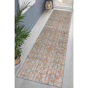 Tapis turc Oushak floral : antidérapant, lavable en machine, tapis imprimé, avec poils doux - Product Image 5