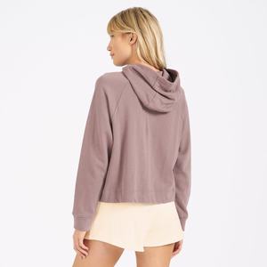 Custom <b>Women's</b> Plus Size Casual Solid Knitting Jogging Top Hooded Half Zip <b>Pullover</b> Drop Shoulder Factory Front Logo Position - Product Image 3