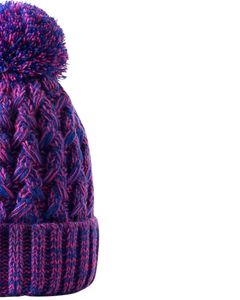 Gorro de Punto Azul Morado de Invierno con Pompón, Tejido Grueso de Cable, Mezcla de Lana Cálida, Fabricante Personalizado, Unisex, para Clima Frío - Product Image 2
