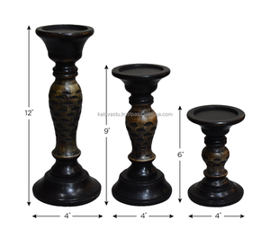 Decorative Wooden colored finish Handmade Pillar <b>Candle</b> Stand Hand Crafted Wooden <b>Candle</b> Holder for Home Decor - Product Image 4