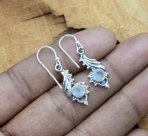Boucles d'oreilles en pierre de lune bijoux pour femmes bijoux en argent Style Boho 925 argent Sterling tendance boucles d'oreilles faites à la main cadeau pour - Product Image 2
