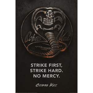 Cobra Kai karate โปสเตอร์เด็กออฟเซ็ตและดิจิตอลเทคนิคการพิมพ์ 'strike First hard' กราฟิก - Product Image 1