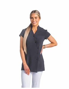 Tunique de Salon de beauté et de Spa pour femmes, deux boutons de meilleure qualité, uniforme de coiffure, haut avec poche en option - Product Image 4