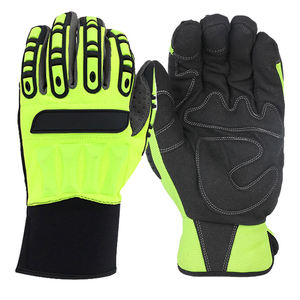 Guantes de mecánico resistentes a los golpes de color rosa con cuero y TPE, transpirables, cómodos, de 8 oz de espesor, protección TPR - Product Image 1