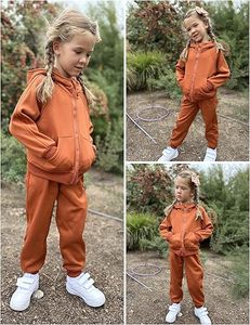 Nuevo Conjunto de Sudadera con Capucha y Pantalones Deportivos para Niñas, Estilo Informal, Diseño de Dibujos Animados, Colores Personalizados, Transpirable, para Uso Diario - Product Image 2