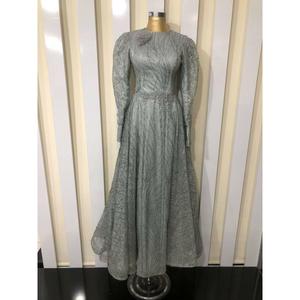 Abito da sera Midi Hijab ricamato a maniche lunghe da donna con stelle Jat1002 1002 - Product Image 3
