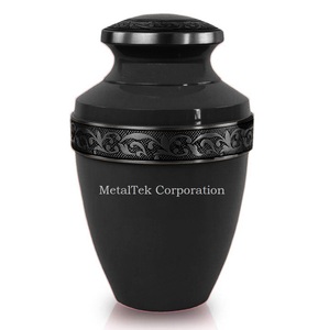 Urnas de cremación de Metal grabadas con banda Floral negra de carbón, colores personalizados, venta al por mayor, precio bajo, almacenamiento de cenizas conmemorativas, funeral - Product Image 2