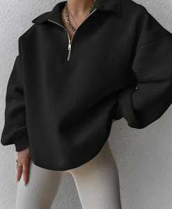 OEM/ODM Sweat à capuche zippé 100% coton éponge français pour femmes, style surdimensionné de haute qualité. - Product Image 3