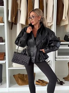 Chaqueta Bomber Unisex 2026, Estilo Urbano Informal, Holgada, con Bolsillos con Cremallera, Mangas Largas, Cuello, Imitación de Cuero, Decoración de Lona - Product Image 5