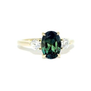 Anillo de Bodas de compromiso clásico con banda de oro minimalista para mujer, joyería de moda de corte ovalado de cuarzo verde para fiestas - Product Image 2