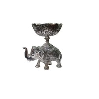 Statue d'éléphant en fer plaqué argent, style Art déco, faite à la main, figurine pour la prospérité et la décoration intérieure