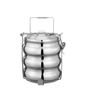 Wholesale Premium Quality Stainless Steel 3-Compartment Tiffin Box 8x3 Indian <b>Belly</b> Style Food Grade Bento Lunch Carrier - Product Image 6