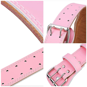 เข็มขัดยกน้ำหนักหนังสีทึบมาใหม่สำหรับออกกำลังกายฟิตเนสและยิม - Product Image 4