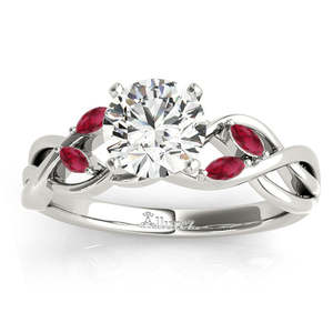 Conjunto de Joyería Nupcial de Oro Blanco de 14K con Rubí Marquesa de 0.43ct y Anillos de Diamantes - Product Image 2