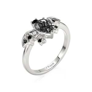 Bague Jeulia gothique en quartz rutilé noir en argent sterling - Product Image 2