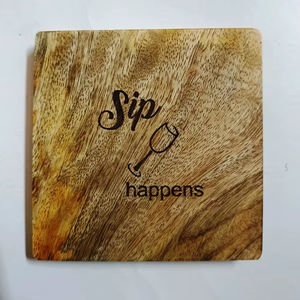 Sous-verres en feutre en forme de goutte d'eau en bois simples logo gravé cadeaux de forme personnalisée sous-verres de décoration de bureau - Product Image 1