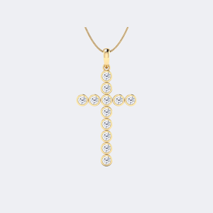 Collar con Colgante de Diamantes en Forma de Cruz con Engaste de Bisel y Diamantes Redondos de 1.40 CTW - Product Image 1