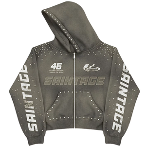 Sudadera Urbana con Estampado Personalizado, Bordado y Pedrería, Diseño Urbano de Moda, Felpa Gruesa Lavada, Talla Grande - Product Image 1