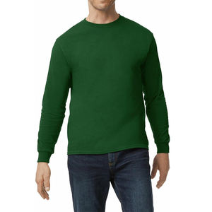 Camiseta holgada informal de 230G para hombre, 100% algodón, cuello redondo pesado, Color sólido, tejido de punto largo, 100% algodón - Product Image 5