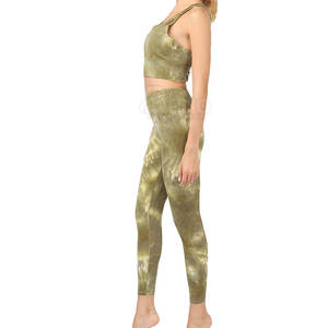 Conjunto de yoga ajustado de cintura alta con logotipo personalizado, mallas de compresión de último diseño con cintura elástica, ropa deportiva de talla grande - Product Image 3