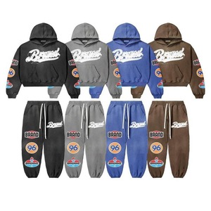 Chándal Extra Grande para Hombre, 100% Algodón, Diseño Informal y Pesado con Estilo Urbano Desgastado por el Sol y Bordado Personalizado para Invierno - Product Image 4