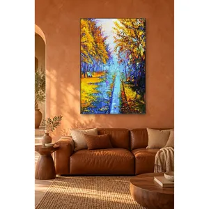 Fida Blue Rainy Park avec impression sur toile jaune automne - Product Image 1