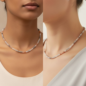 Collier de mariage en argent sterling plaqué or avec perles ajustables en forme de rondelle facettée en pierre de lune multi-facettes - Product Image 6