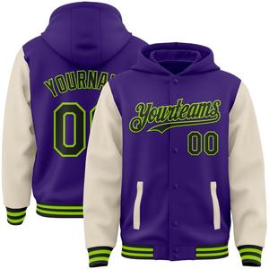 Directo de la industria, venta al por mayor, informal, invierno, personalizado, verde, verde, blanco, bombardero Full-Snap Varsity Letterman, chaqueta de dos tonos - Product Image 5