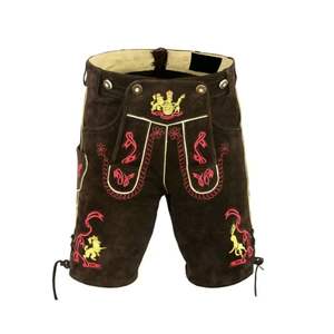 OEM 2025 mejor precio ligero bávaro Lederhosen Oktoberfest pantalones cortos para hombres cintura media frente plano transpirable bordado bajo - Product Image 4