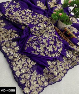 Insian Wedding Wear Fancy Embroidery Work Saree With Rangoli Silk Ready to Wear Fancy Pattern and Dori Pattern Blouse for Saree - Product Image 1