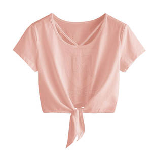 Diseño personalizado para uso al aire libre Moda de verano Venta en línea Top corto cómodo de color sólido para mujer - Product Image 1