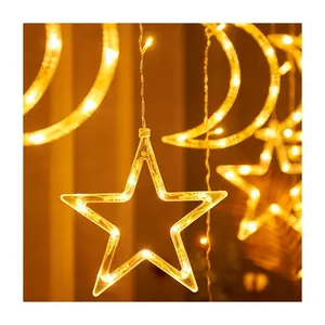 Guirlandes lumineuses LED de type pluie avec 12 formes transparentes d'étoiles et de lunes, IP65, lumières de Noël - Product Image 3