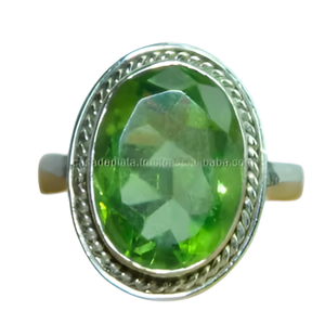 Anillo de Plata de Ley 925 con Piedra Preciosa de Peridoto, Joyería Facetada, Anillo Clásico Elegante para Boda, Regalo, Fiesta, Unisex - Product Image 3