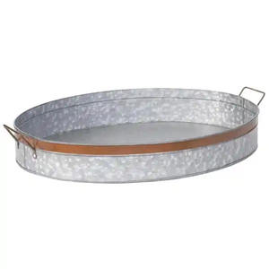 Nueva bandeja de servicio de comida ovalada galvanizada de Metal decorativo para el hogar, y boda Hotel, bandeja de servicio de aperitivos y bebidas de mesa - Product Image 3