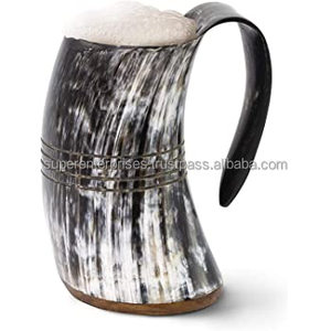 Taza con cuerno de doble diseño rugoso, decoración interior, diseño único de Material con color Natural, tazón para beber - Product Image 5