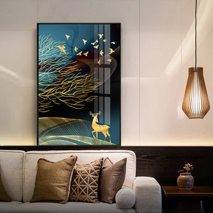 Or abstrait cerf <span class=keywords><strong>arbre</strong></span> oiseau cristal porcelaine <span class=keywords><strong>peinture</strong></span> nordique affiches et impressions images décoratives mur Art <span class=keywords><strong>peinture</strong></span> - Product Image 4